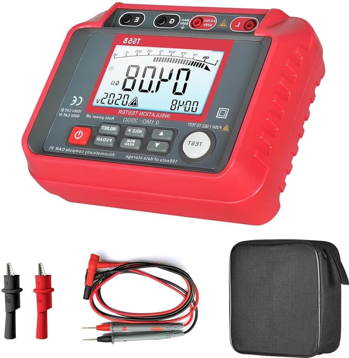 Digitale Megaohmmetro-tester - Isolatieweerstandmeter - Elektrisch Installatie Testen - DC/AC 600V meting - 0.1MΩ / 20GΩ - Rood