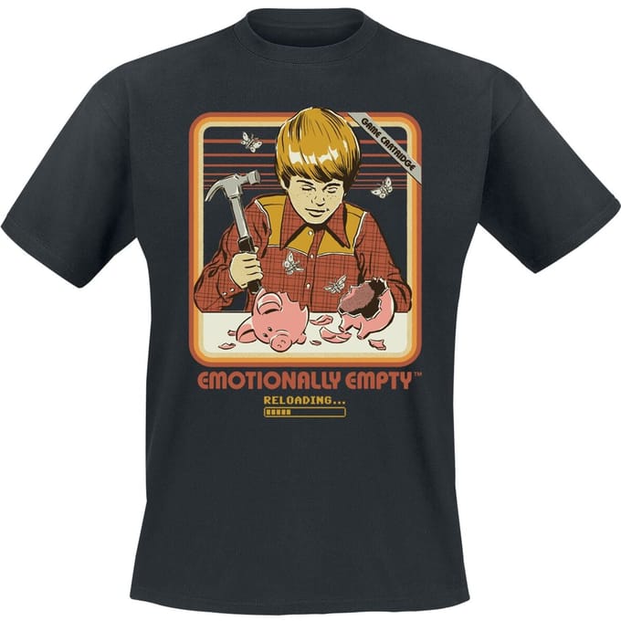 Steven Rhodes - Fun T-shirt - Emotionally Empty - M - voor Mannen - zwart