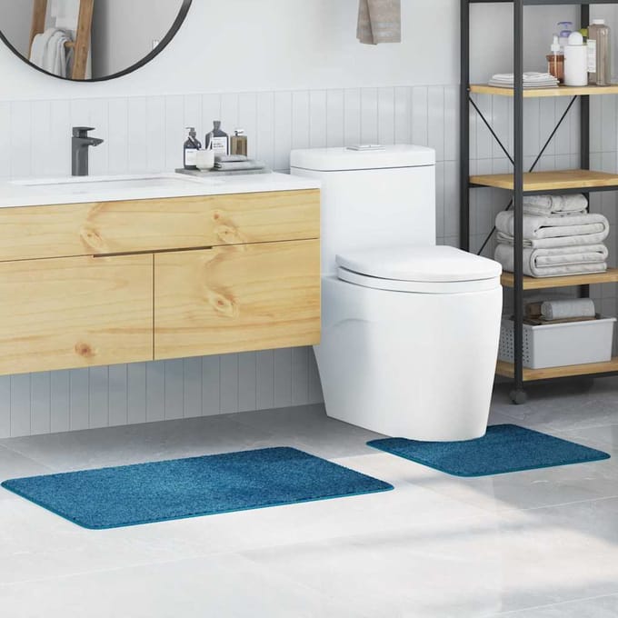 vidaXL - Antislip - Badmat - Set - 2 - st - Blauw - 50 - x - 50 - cm - PP