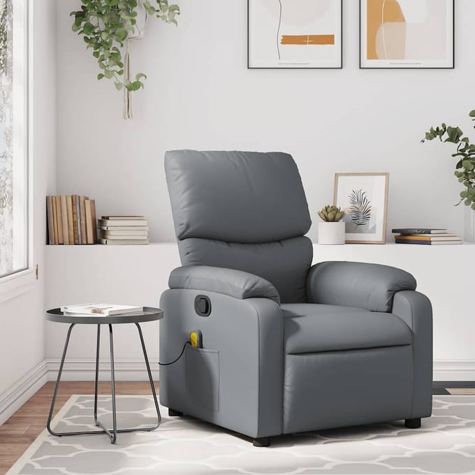 vidaXL - Massagestoel - van - grijs - kunstleer