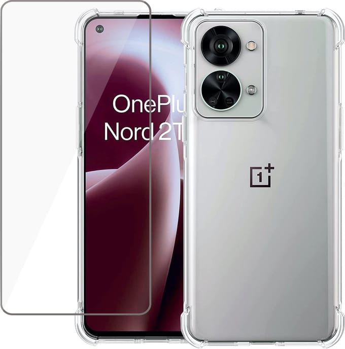 Hoesje geschikt voor OnePlus Nord 2T Transparant met Screenprotector Set - Gehard Glas Tempered Glass Screen Protector