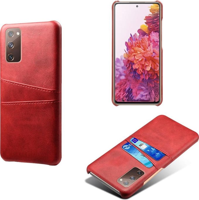 Backcover met Opbergvakjes + PMMA Screenprotector voor Galaxy S20 FE 4G/5G  _ Rood