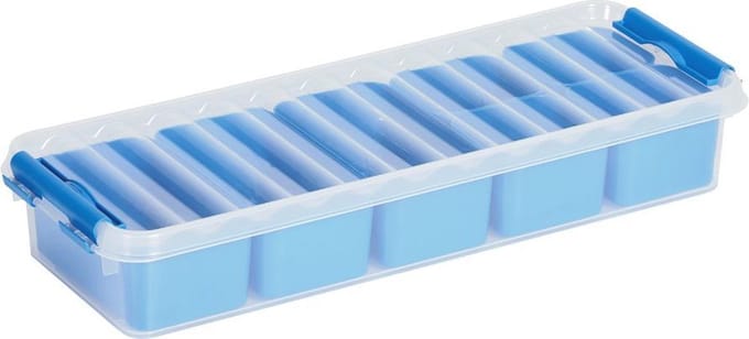 Sunware Q-Line Mixed opbergbox - 2,5L - inlc. 7 uitneembare bakjes - blauw/transparant