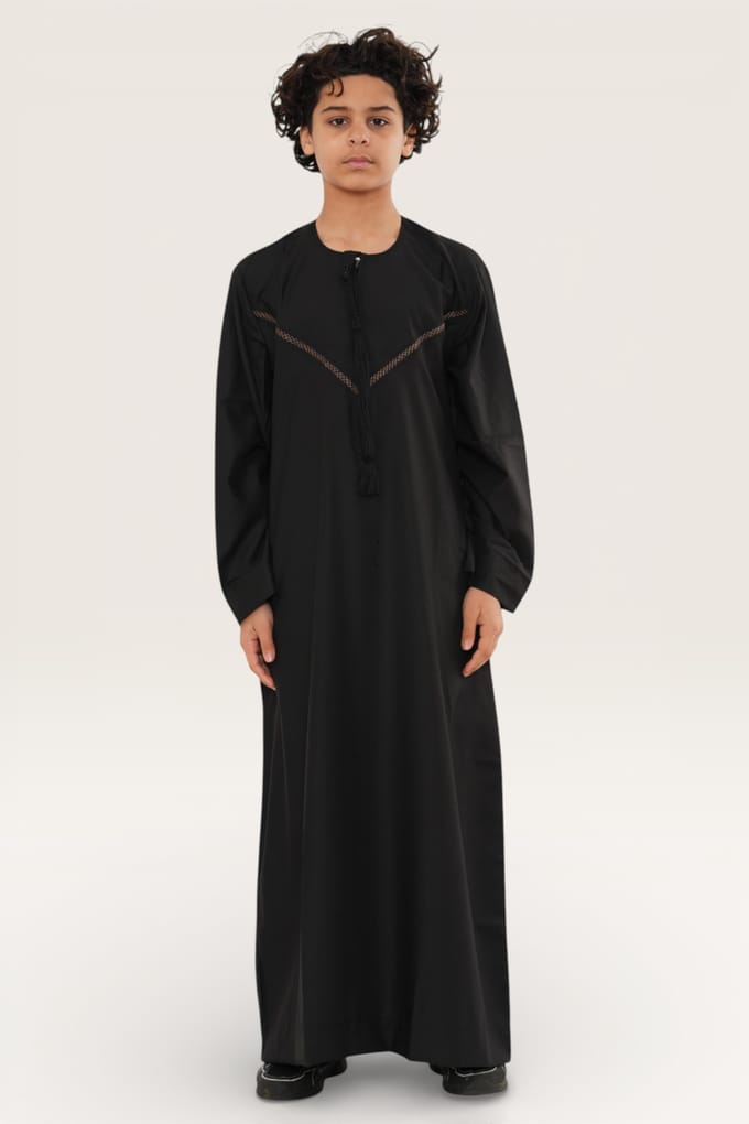 Kinderen jongens zwarte Eid Marokkaanse Thobe gewaad Djellaba Ramadan Eid Jubba-LFS K-HM10