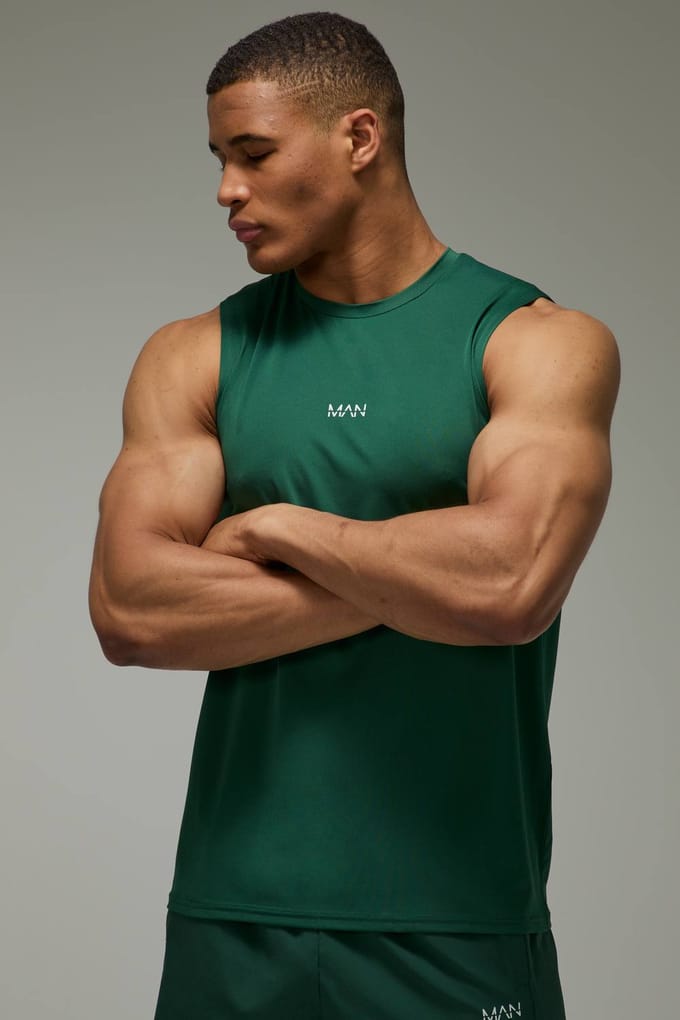 Heren Active Performance Regular Fit Tanktop | Green | Size Small