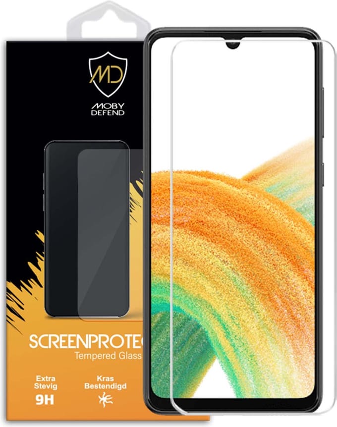 MobyDefend Screenprotector - Geschikt voor Samsung Galaxy A33 - Case-Friendly Screensaver - Gehard Glas