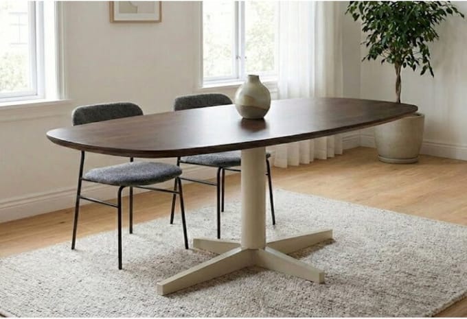 Eettafel Libra Deens ovaal mangohout 160x90 cm - Poot Beige - Walnoot