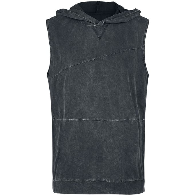 Black Premium by EMP Grijze tanktop met capuchon in een aangepaste wassing - Heren - M
