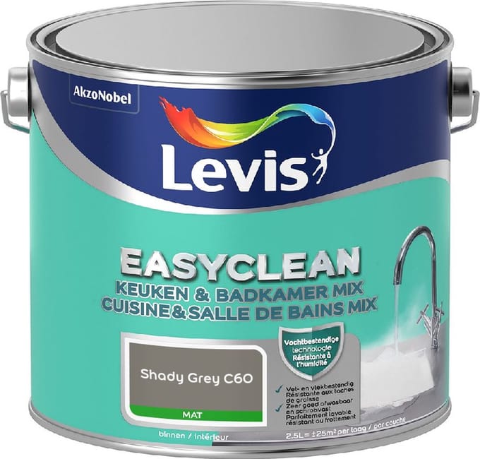 Levis - Easyclean Keuken & Badkamer Mix - Shady Grey C60 - Mengverf - 2,5 L