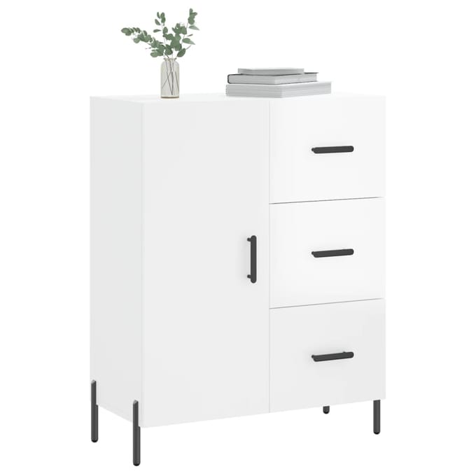 vidaXL - Dressoir - 69,5x34x90 - cm - bewerkt - hout - hoogglans - wit