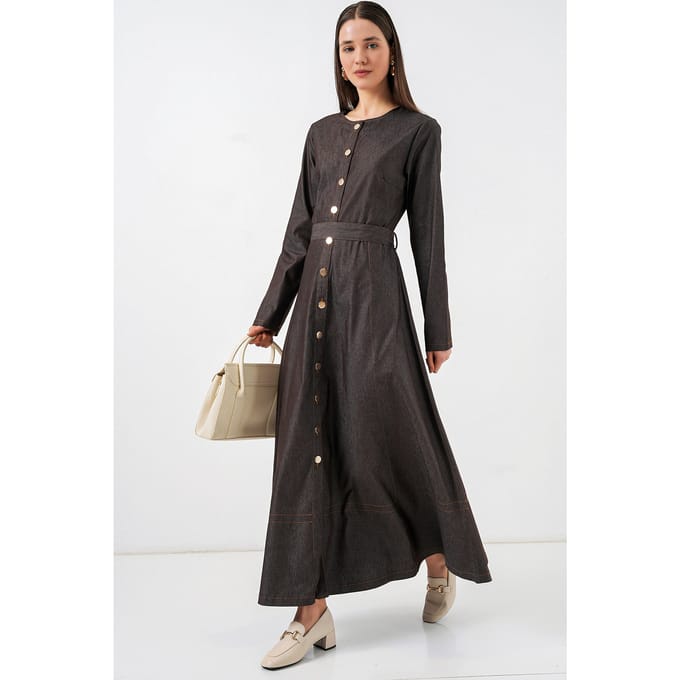 Gestrikte Denim Midi-jurk