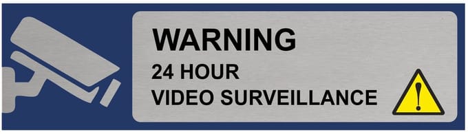 CombiCraft Aluminium deurbordje Warning: camera surveillance 165x45mm met tape - per stuk