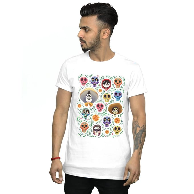 Disney Heren Coco Hoofden Patroon T-shirt (Wit)