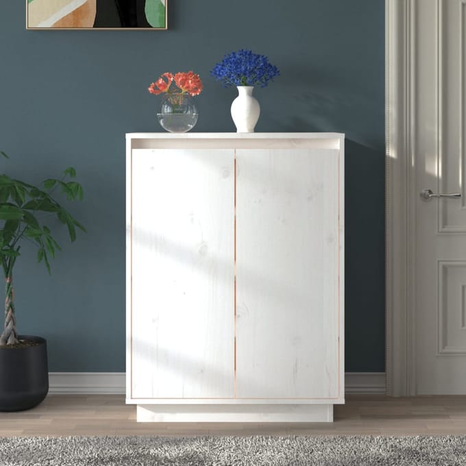 vidaXL - Schoenenkast - 60x35x80 - cm - massief - grenenhout - wit