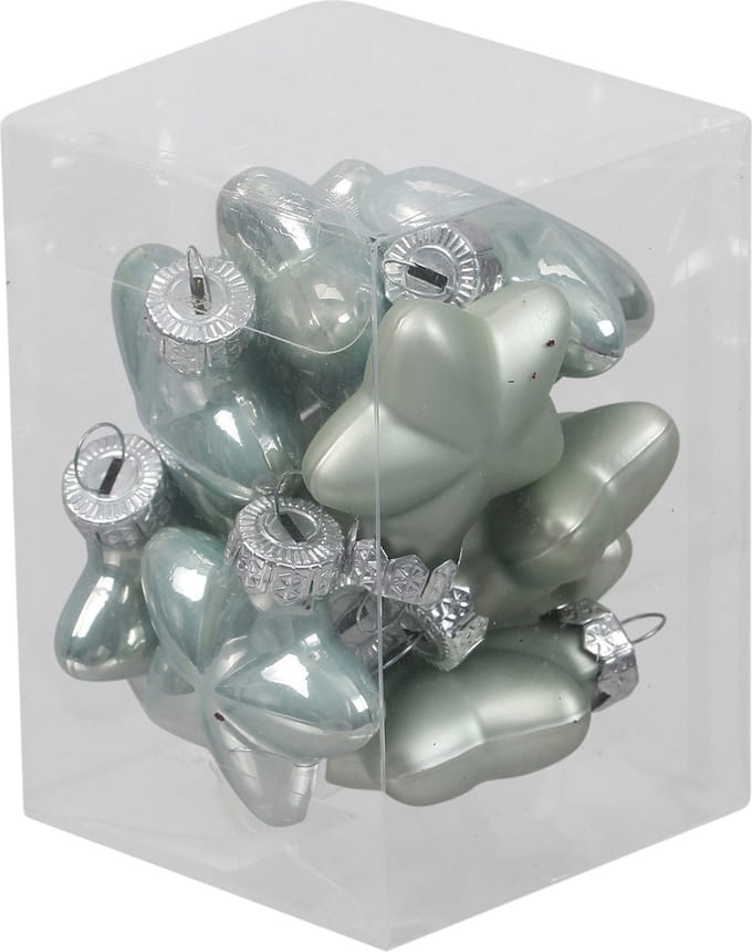 Othmar Decorations Kerstornamenten - sterren - 12x st - mintgroen - 4 cm - glas - kerstversiering