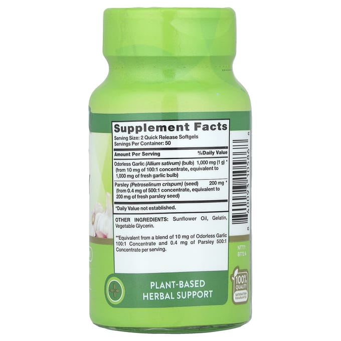Nature'S Truth, Knoflook Plus Peterselie Zonder Geur, 100 Zachte Capsules