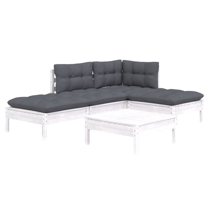 vidaXL - 5-delige - Loungeset - met - kussens - grenenhout - wit