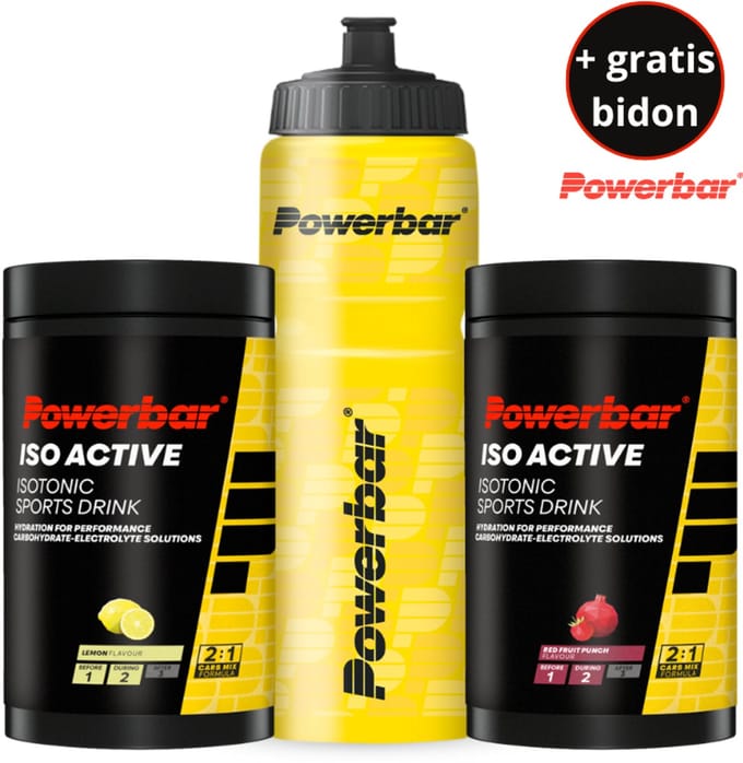 Powerbar sportdrank | IsoActive | GRATIS Powerbar bidon | 1x Lemon & 1x Red Fruit | 2x 600 gram - 2x9 liter