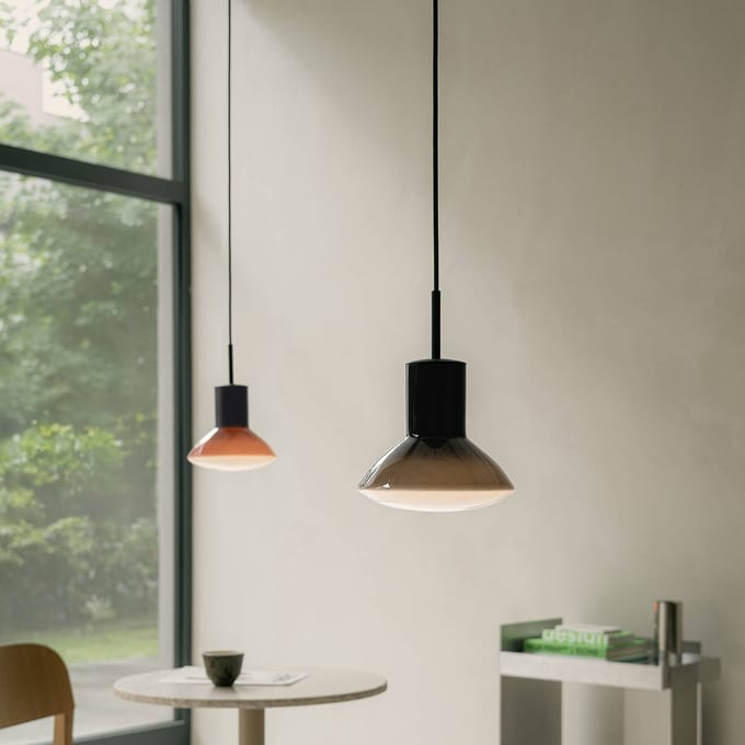 Grupa Onda hanglamp, perzikkleurig, Ø 17 cm, glas, GU10