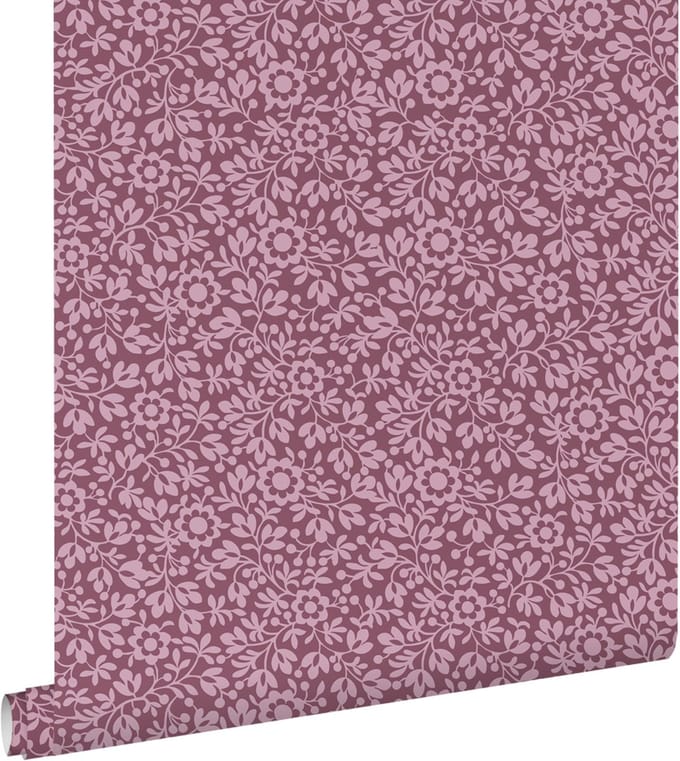 ESTAhome behang bloemetjes donker paars - 50 x 900 cm - 131673