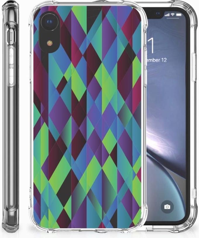 Apple iPhone Xr Shockproof Case Abstract Green Blue