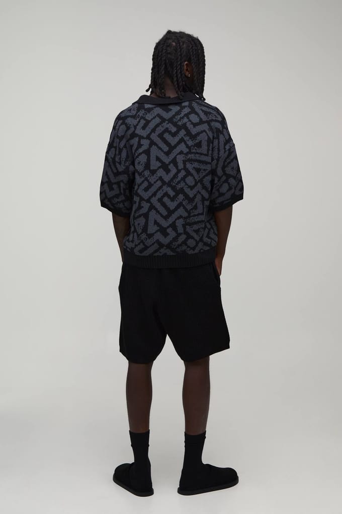 Ontspannen Gebreide Short Met Open Steek | Black | Size Medium