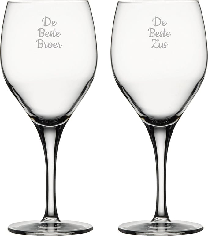 Gegraveerde Rode wijnglas 42,5cl De Beste Broer- De Beste Zus