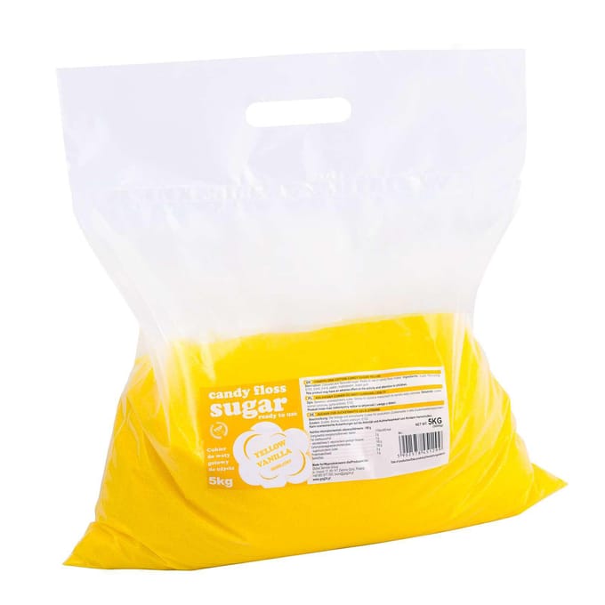 Gekleurde suikerspin suiker, geel, vanillesmaak, 5kg