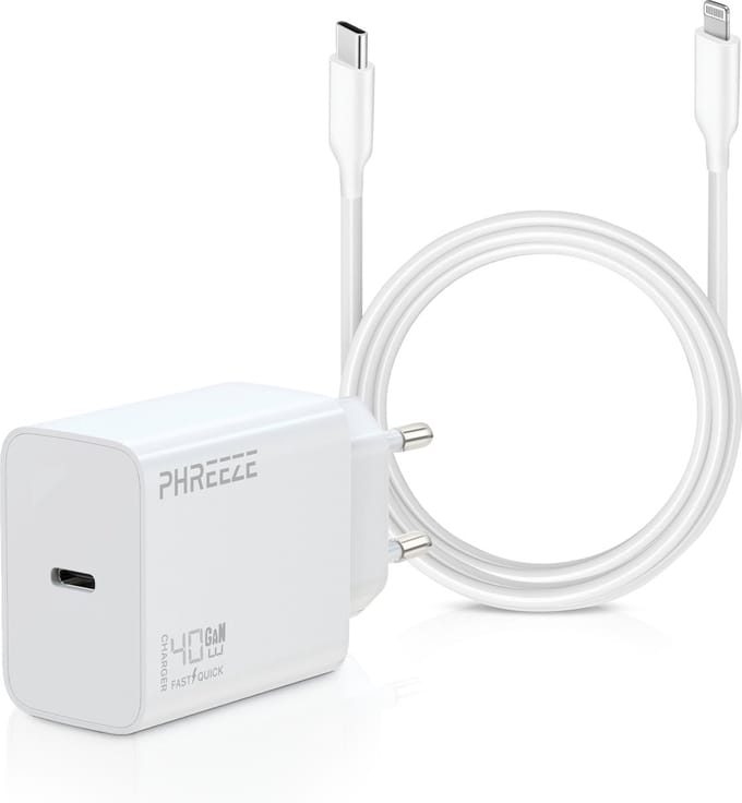 Oplader geschikt voor iPhone - Usb C naar Lightning Kabel 3 Meter + 40w usb C Power Adapter - Set