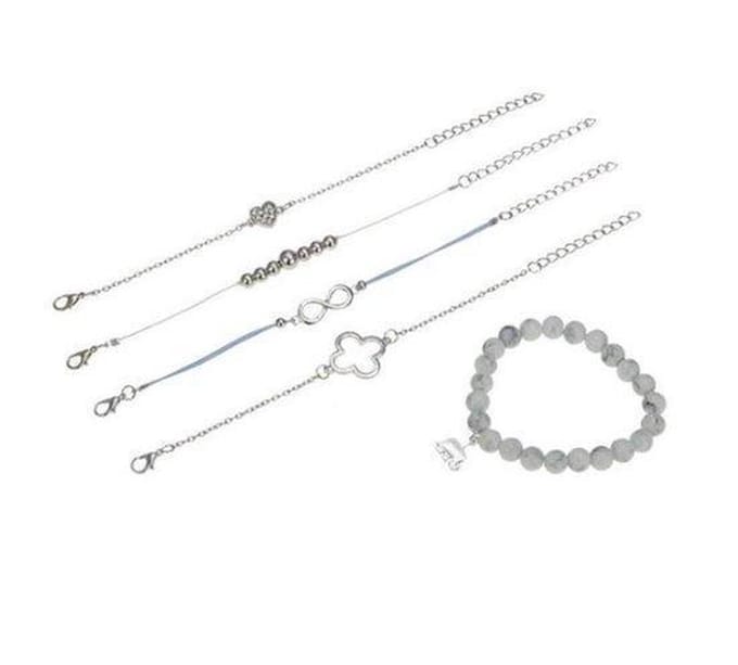 Jomide Set armbanden - 5 delig - Zilverkleurig