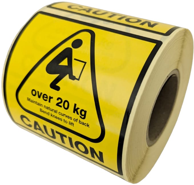 rillprint waarschuwingsetiketten 'CAUTION OVER 20 KG