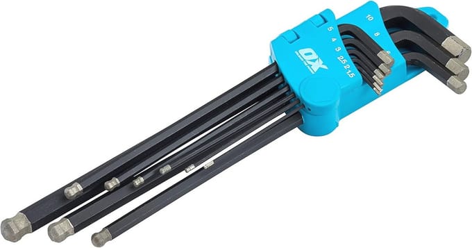 Diamant Tipped Hex Key Set - 9 delig, Metrisch 1.5-10mm