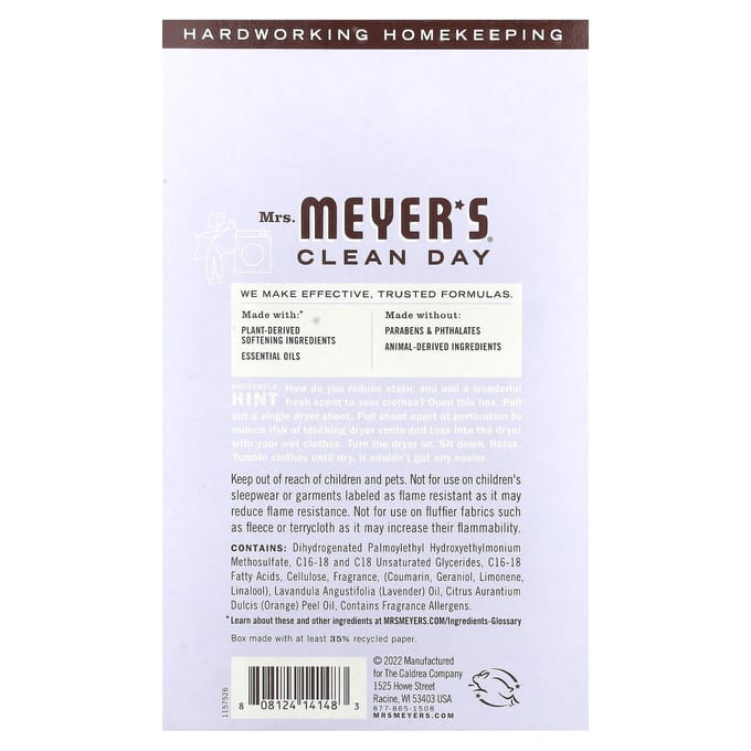 Mevr. Meyers Clean Day, Drogerdoekjes, Lavendel, 80 Stuks white