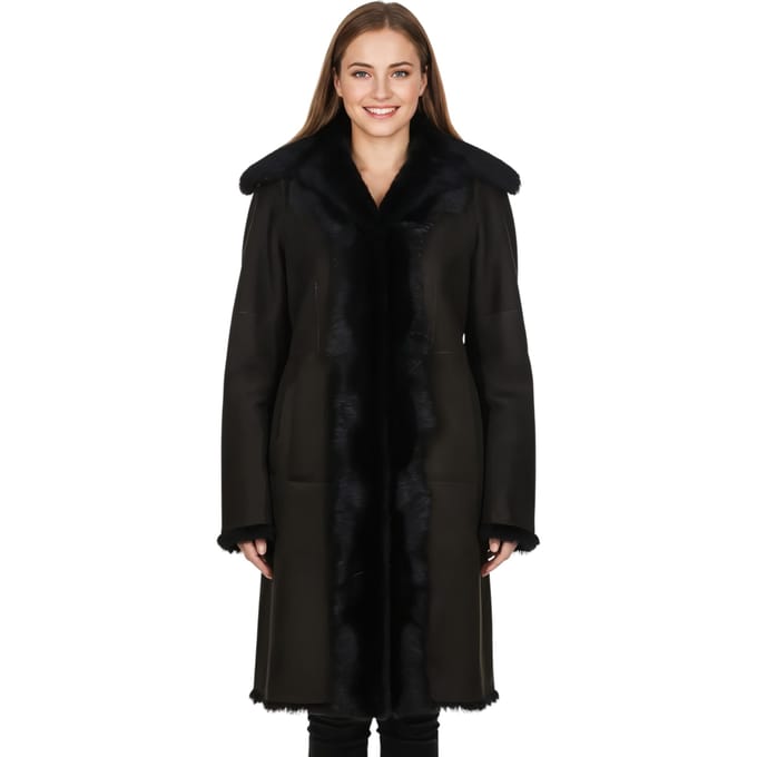 Dames bruine Toscaanse schapen suède trenchcoat - Celeste