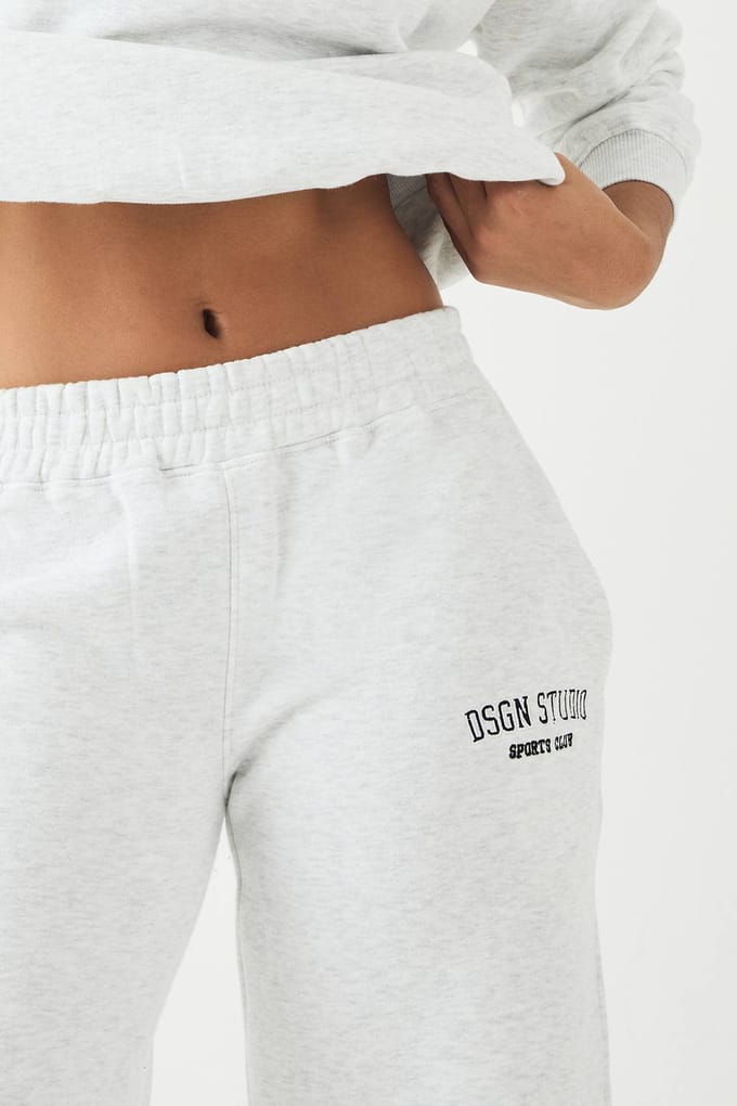 Dames DSGN Studio Applique Rechte Pijp Joggingbroek | Asgrijs | Maat: XL