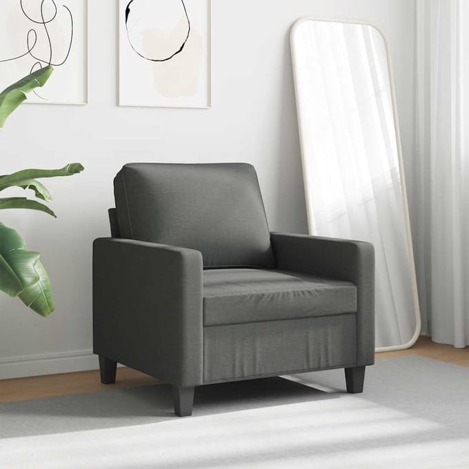 vidaXL - Fauteuil - 60 - cm - stof - donkergrijs
