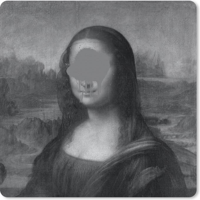 Muismat 20x20 cm - Mousepad Mona Lisa - Leonardo da Vinci - Zwart - Wit - Muismatten