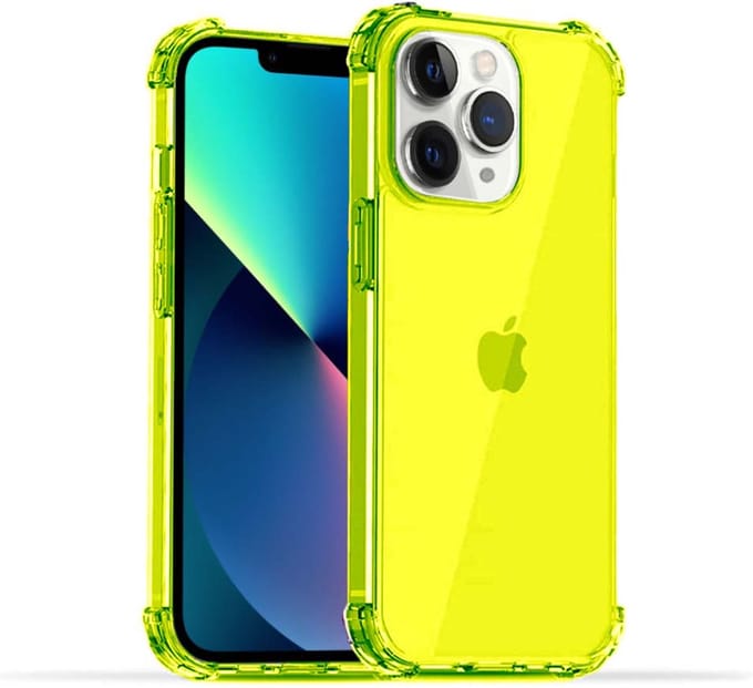 Smartphonica iPhone 11 Pro Max transparant siliconen hoesje - Neon Geel geschikt voor iPhone 11 Pro Max