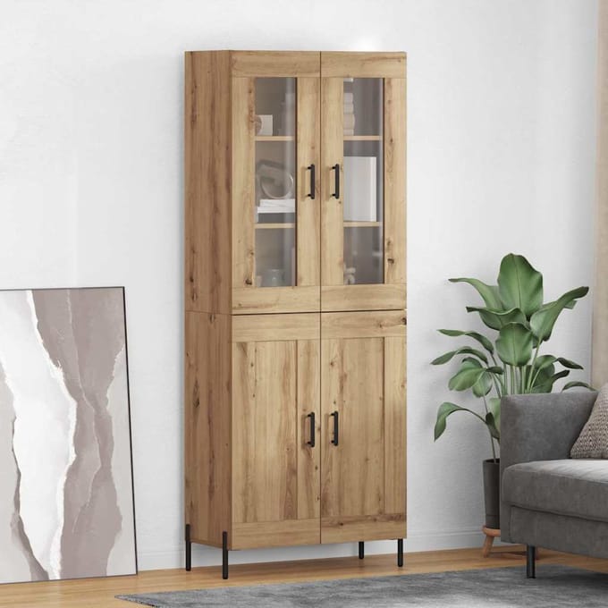 vidaXL Highboard Artisan Eiken 69,5 x 34 x 180 cm Bewerkt hout