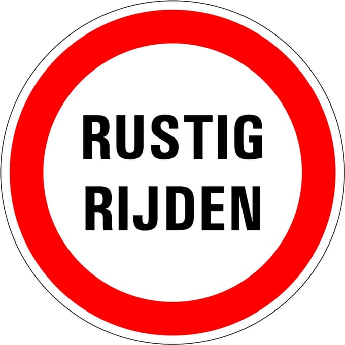 Rustig rijden bord, kunststof 100 mm