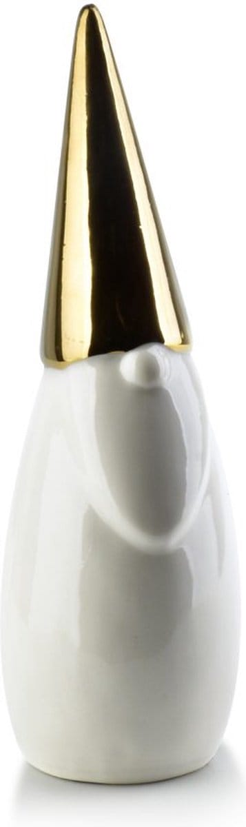 Decoratief beeld Kerstman Goud – Wit – H19cm