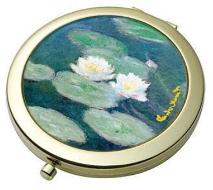 Goebel - Claude Monet | Make-Up Zakspiegel Waterlelies in de avond | Spiegel - Metaal - 7cm - 4 stuks