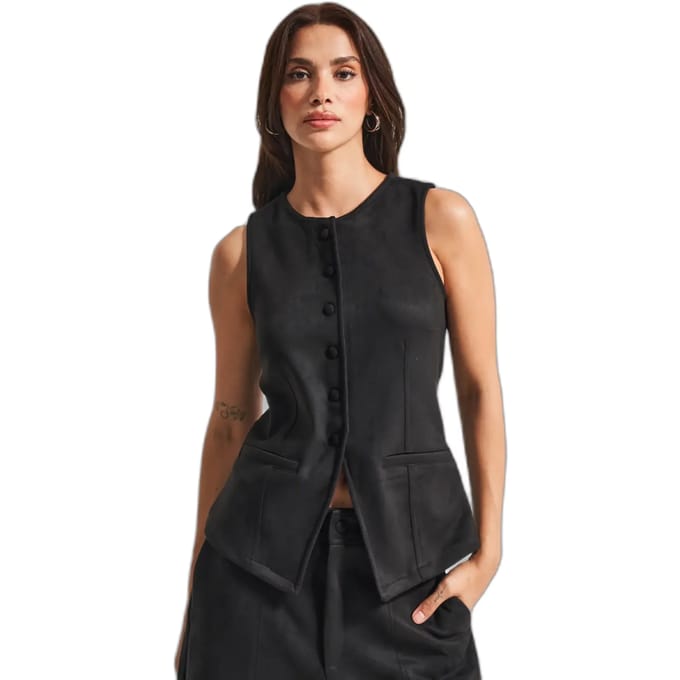It's Basic - Suede Waistcoat - Graphite