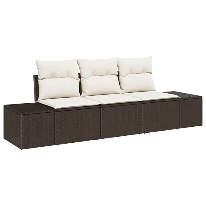 vidaXL Bankstel 3 st Bruin poly rattan