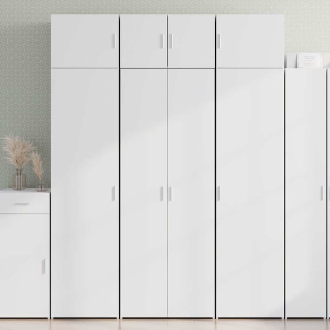 vidaXL - Hoge - kast - 70x42,5x185 - cm - bewerkt - hout - wit