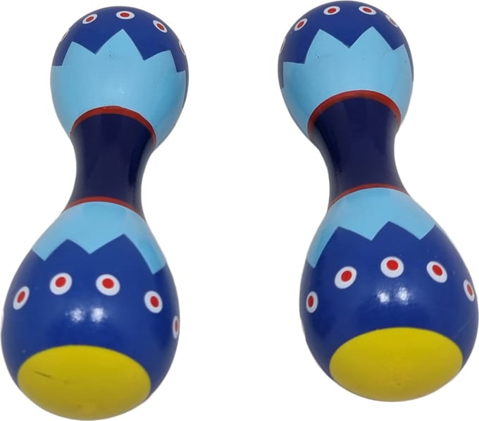 Dubbele sambabal blauw sambaballen kind maracas set van 2