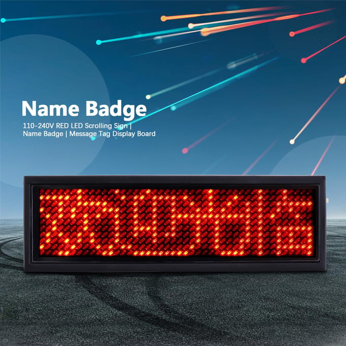 Panneau Défilant LED Rouge Badge Nom Étiquette Message Panneau d'Affichage