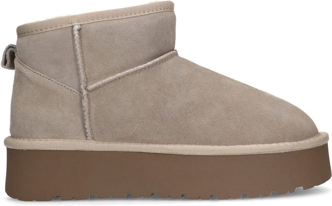 Sacha - Dames - Beige suède enkelboots met plateau zool - Maat 41
