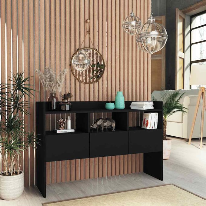 vidaXL - Dressoir - 105x30x70 - cm - bewerkt - hout - zwart