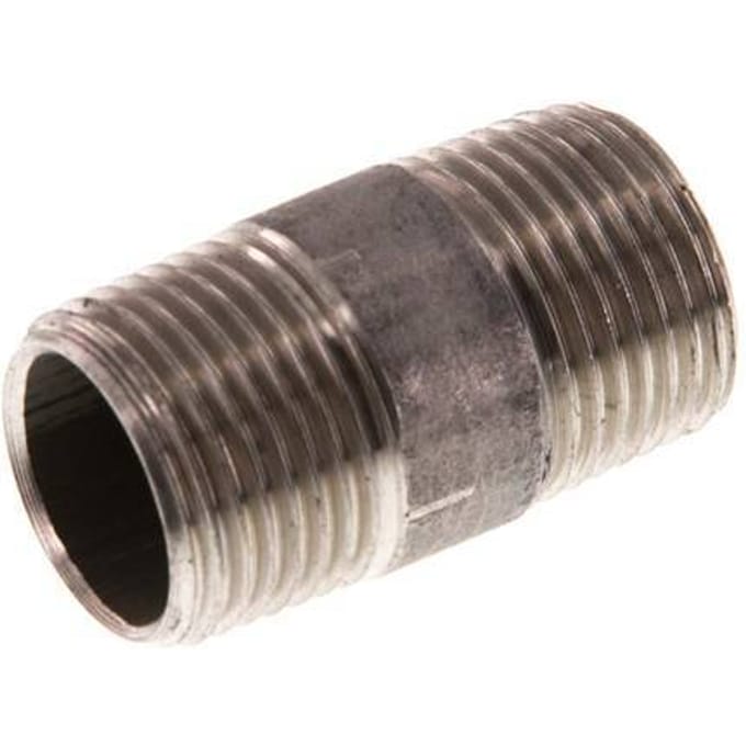 R 3/8'' RVS Dubbele Pijpnippel 20 Bar DIN 2982 - 30mm